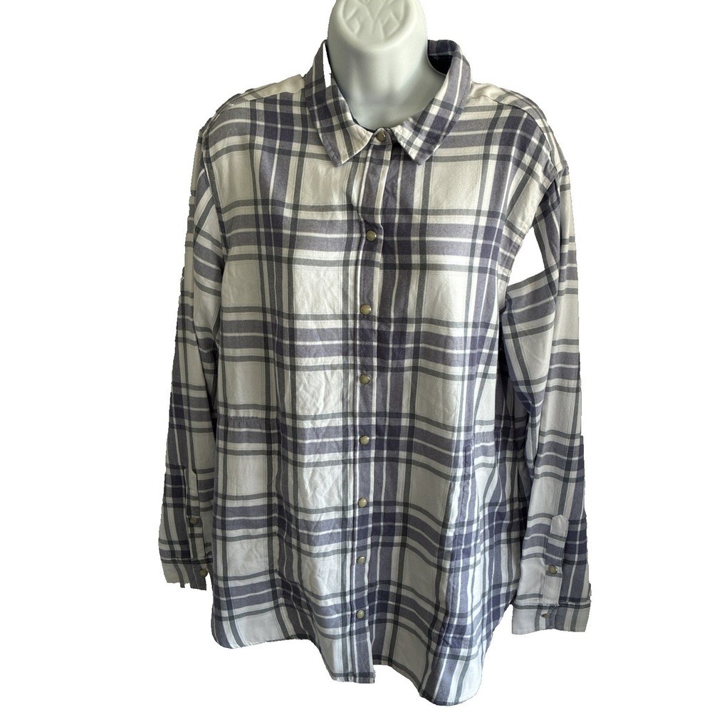Jachs Girlfriend Women's Plaid Snap Flannel Shirt Relax Soft Cozzy Comfortable
